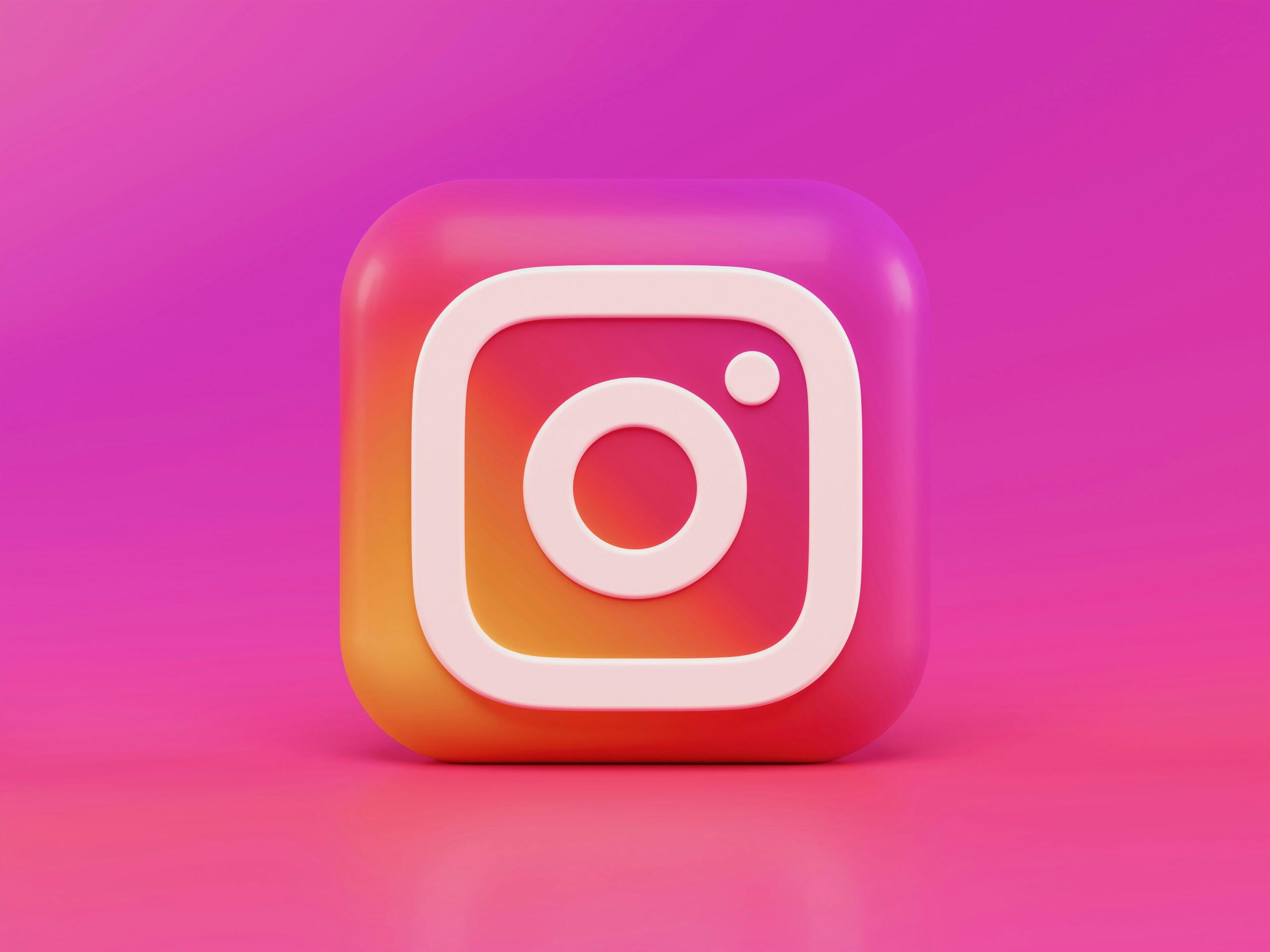 A 3D Instagram logo with a white camera icon inside a rounded square, set against a gradient background of purple, pink, and orange hues, reflecting Instagram's signature branding, and representing tips on how to get more followers on Instagram.