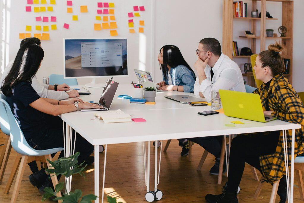 employees engaged in meeting